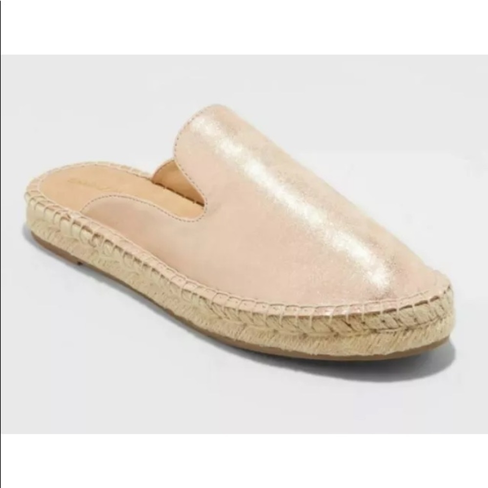 Rose Gold Espadrille slide- Sz 10